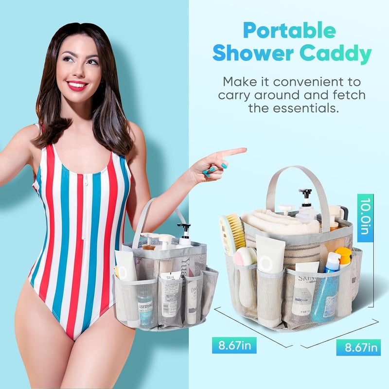 EUDELE Mesh Shower Caddy Portable for College Dorm Room Essentials,Shower Caddy Dorm with 8-Pocket Large Capacity for Beach,Swimming,Gym,Travel essentials - Image 4